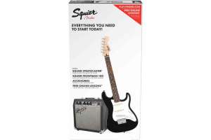 Изображение FENDER SQUIER Squier Stratocaster® Pack, Laurel Fingerboard, Black, Gig Bag, 10G - 230V EU Комплект